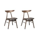 Set of 2 Wooden Dining Chairs Dark Wood and Grey LYNN RRP £250 - ER20