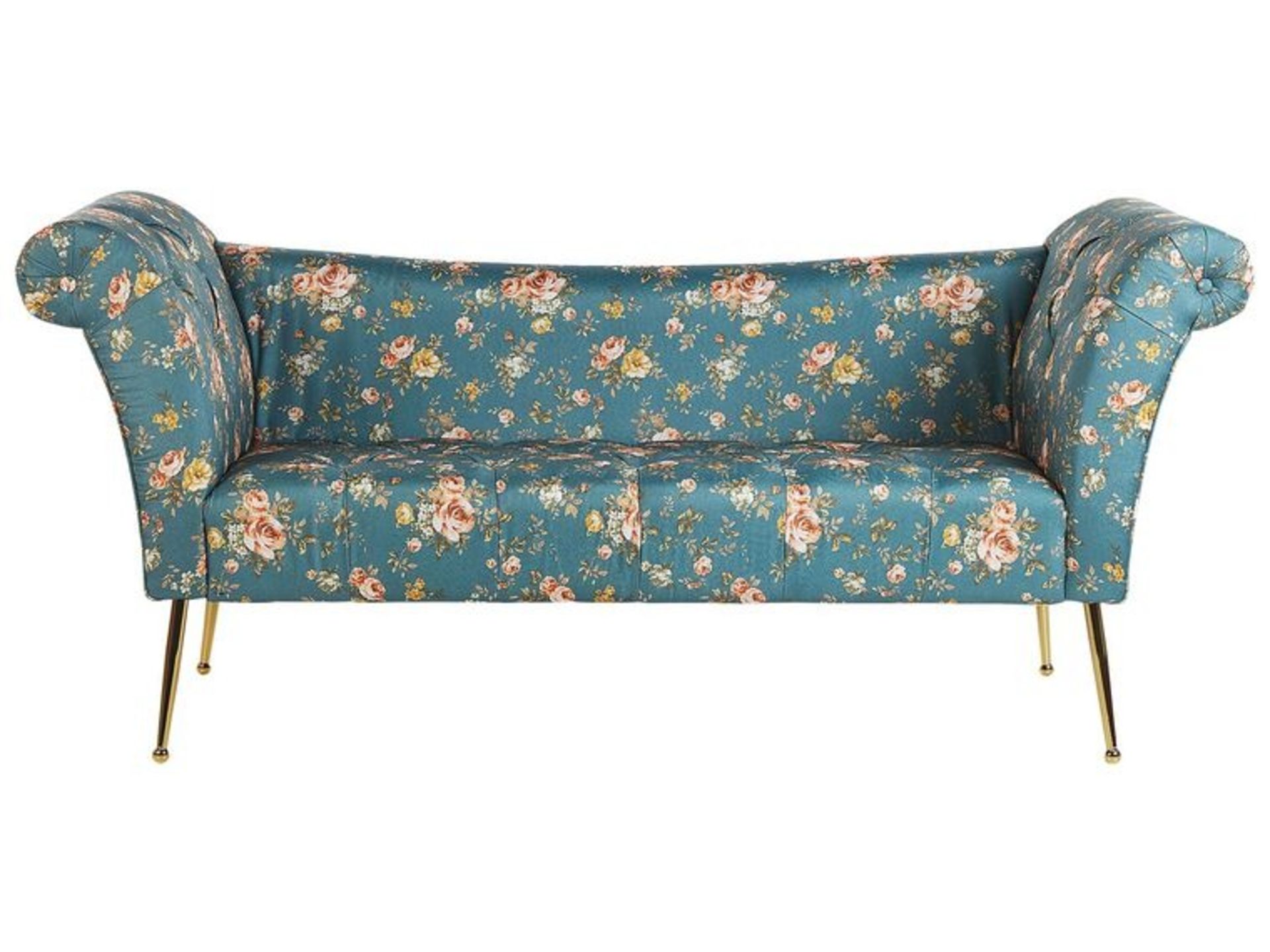 Chaise Lounge Floral Pattern Blue NANTILLY RRP £750 - ER20