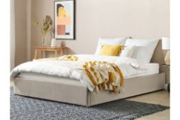 Dinan Upholstered bed beige with bed box foldable 160 x 200 cm. - ER24. RRP £629.99.