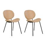 Luana Set of 2 Faux Leather Dining Chairs Sand Beige. - ER24. RRP £199.99.