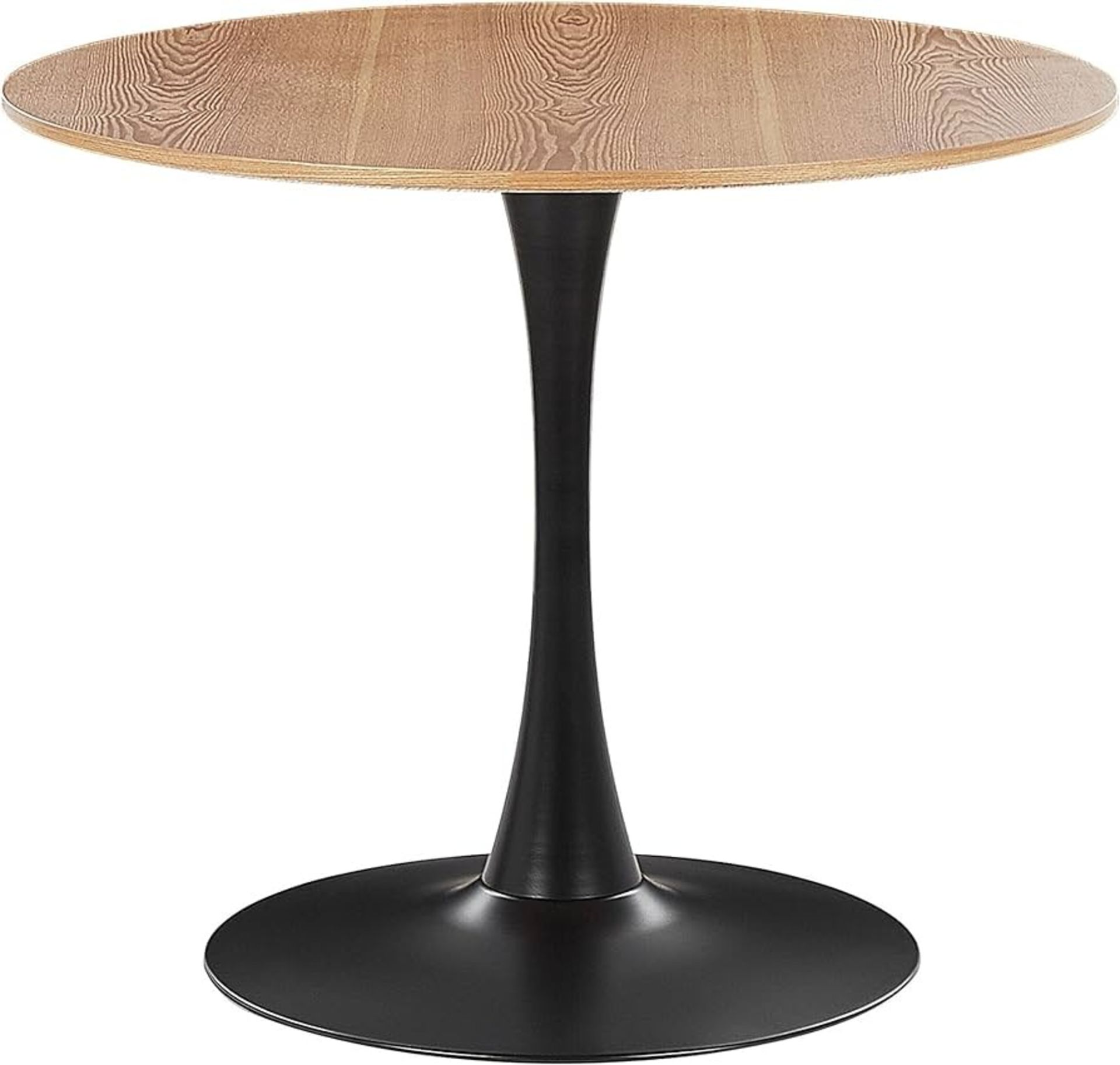Dining Table Industrial Light Wood with Black Round MDF Metal Base 90 cm Boca RRP £250.00 - ER24