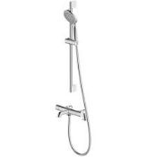 Mixer Shower With Bath Filler Tap Thermostatic Chrome Round Head Dual Lever - ER41