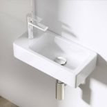 Durovin Bathrooms Small Cloakroom Basin - Wall Mounted Basin - Rectangular Countertop Basin. - ER45