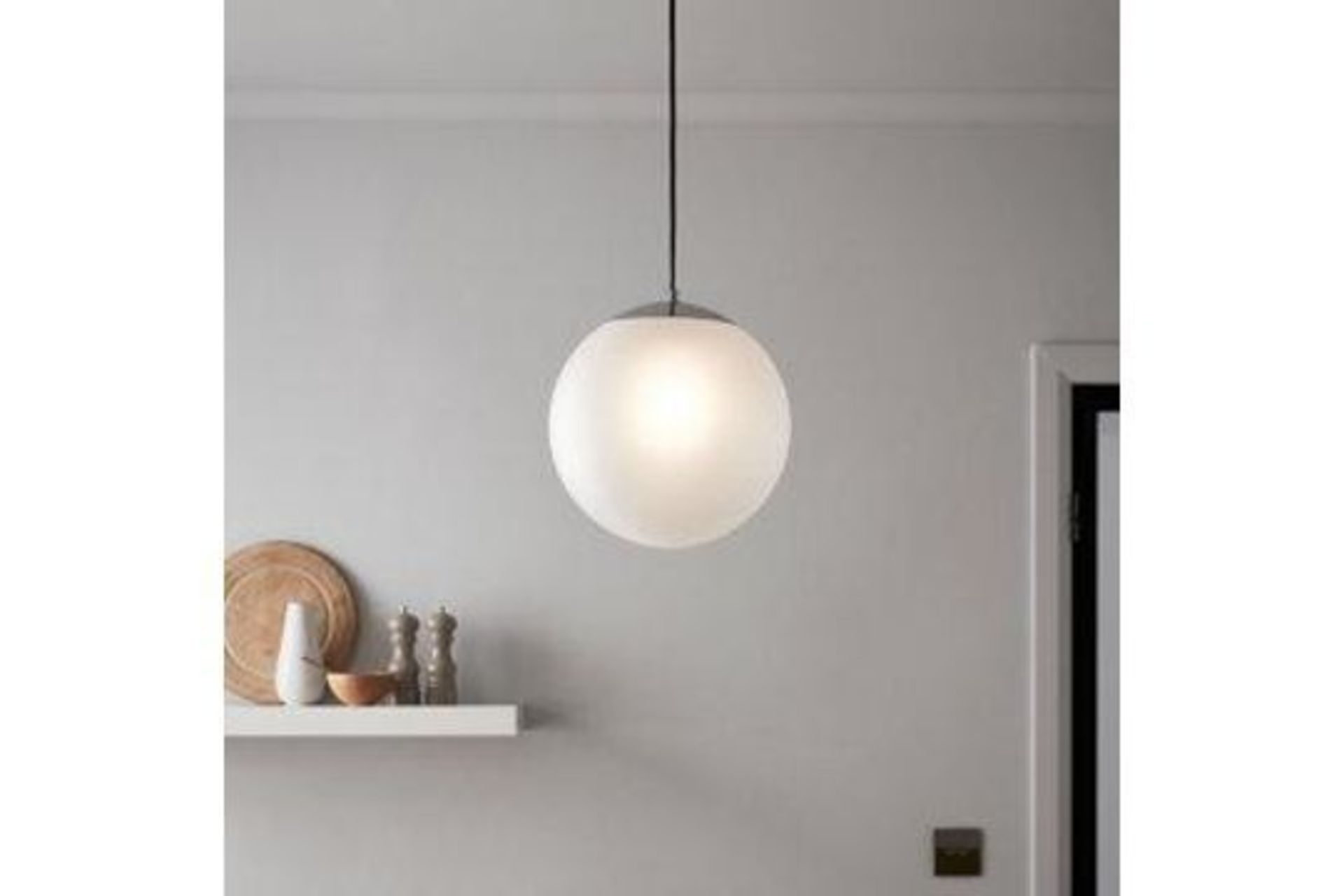 GoodHome Dacite White Chrome Effect Pendant Ceiling Light, (Dia)280mm (ER44)