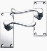 IRONZONE Victorian Scroll Lever on Latch Profile Backplate - Polished Chrome -ER41