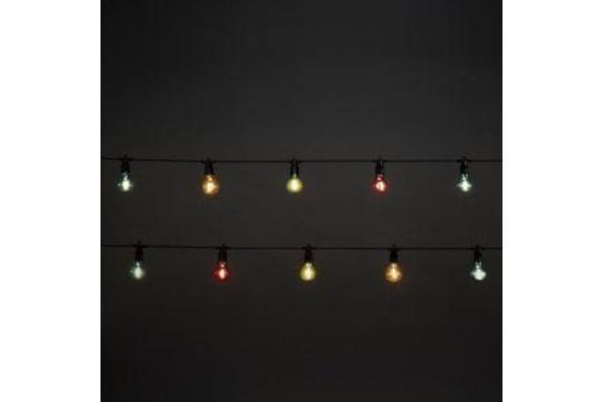 20 Multicoloured LED String Lights with Black Cable (ER44)
