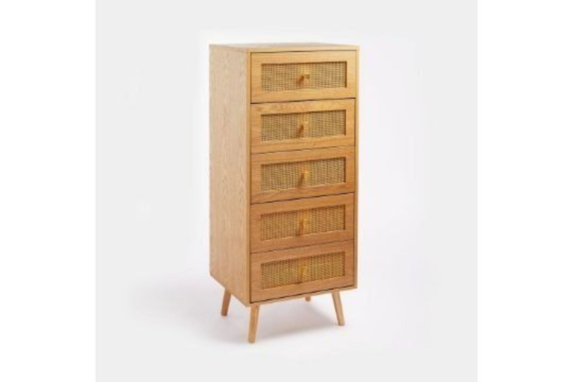 5 Drawer Rattan Tall Chest of Drawers (ER44)