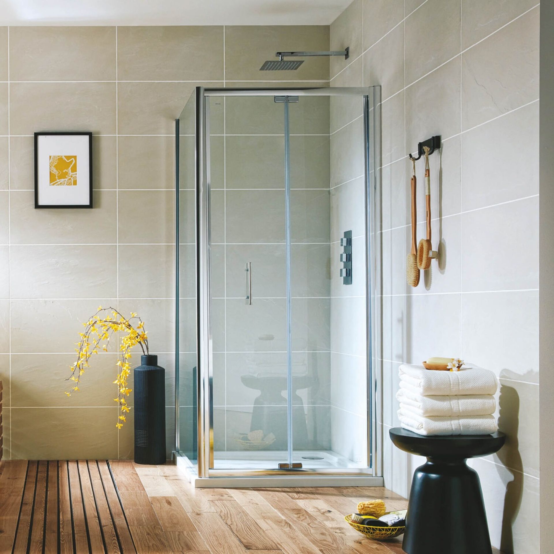 Scudo Bifold 700mm Semi Frameless Shower Door - ER45