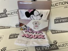 TRADE LOT 240 x New & Packaged Official Licenced Disney Minnie Mouse T-Shirts. Various sizes and