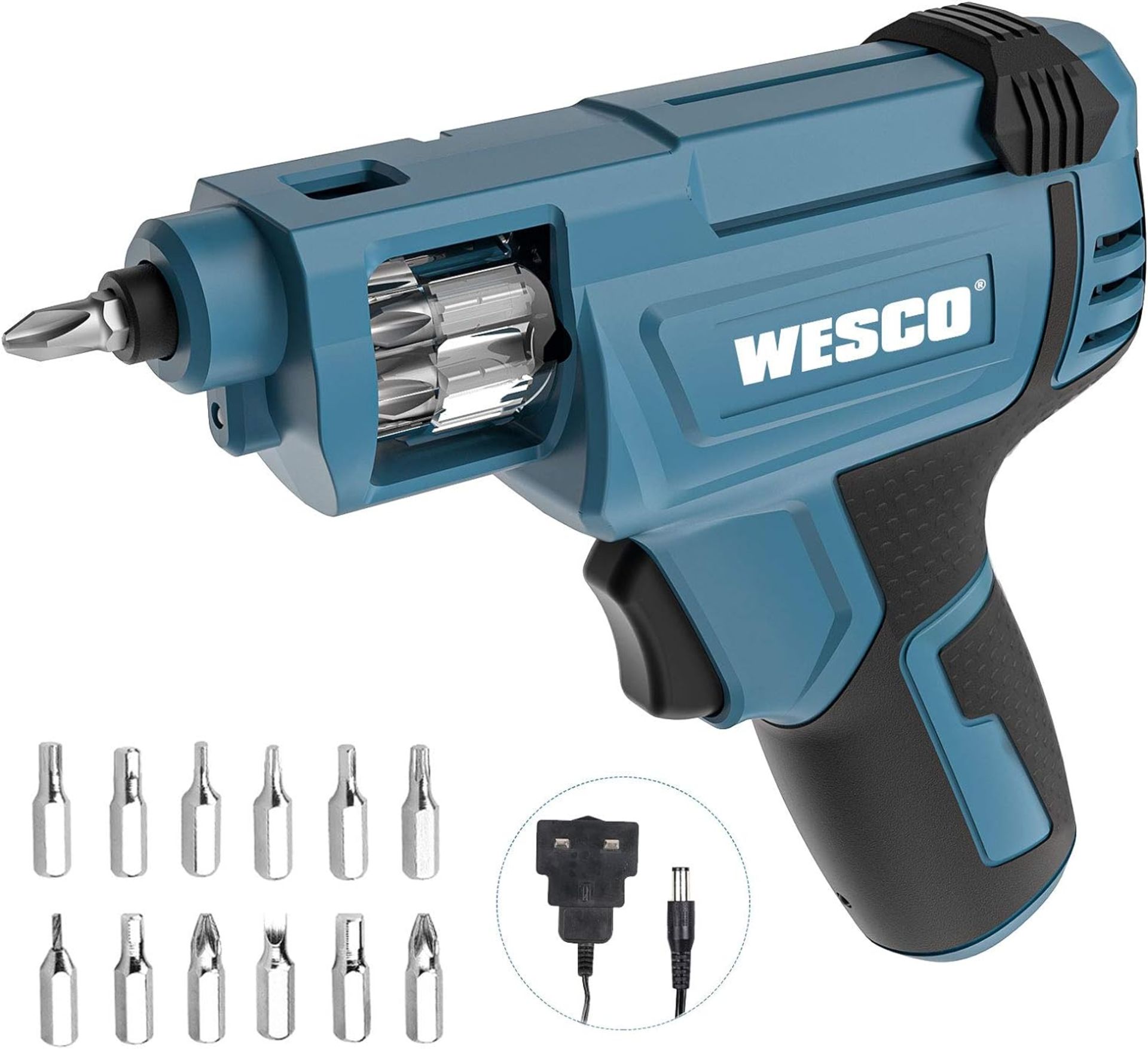 12x NEW & BOXED WESCO 3.6V 1.5Ah Lithium Screwdriver 3.5NM. RRP £30 EACH. Off-Set Head Makes Your