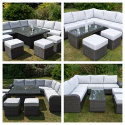 BRAND NEW LUXURY PREMIUM RATTAN FURNITURE INCLUDING 10 SEAT CORNER SETS, ROUND DINING TABLE SETS AND MUCH MORE. DELIVERY AVAILABLE