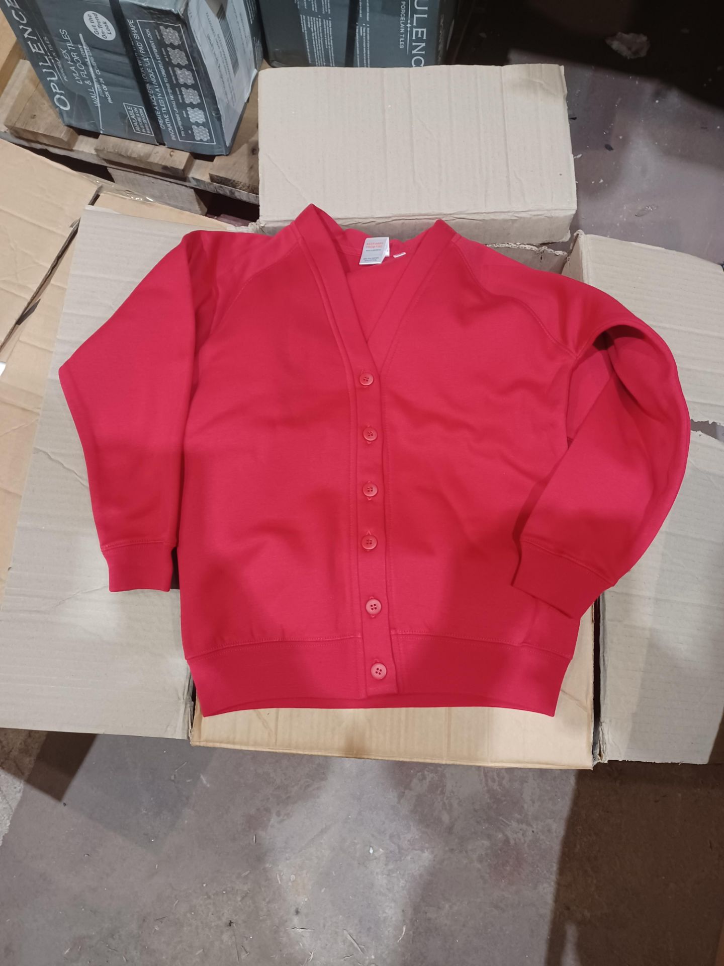 19 x Red Soft Fleece Kids Cardigans 7-8 Years. RRP £15.99 each. - R14.