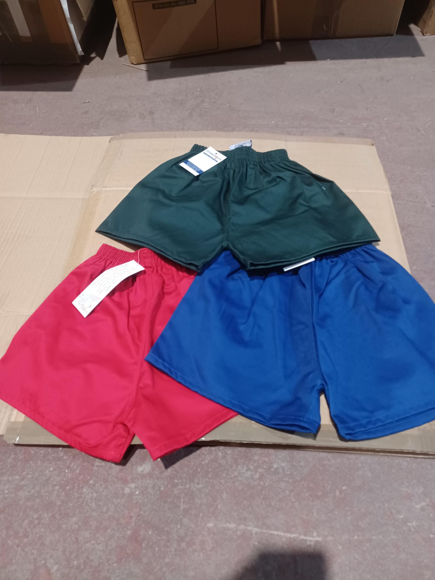 108 x Packaged Innovation Cotton Shorts in Various Sizes and Colours. RRP £12.12 each - R14