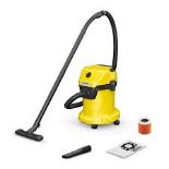 Karcher WD3 1000W 17Ltr Wet & Dry Vacuum Cleaner 220-240V. - S2. Specifically designed for taking on