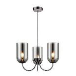 GoodHome Salford Round Black Chrome effect 3 Lamp LED Pendant. - S2.7.