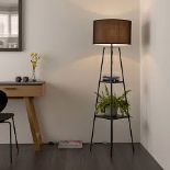 Triton Tripod Shelved Matt Black LED Floor lamp. - S2.7. Style meets practicality with this