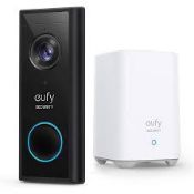Eufy Black Wireless Video doorbell with homebase. - PW. with impressive on-device AI for human