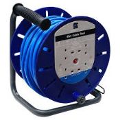 Masterplug 4 socket Black & blue Outdoor Cable reel, 45m. - PW.
