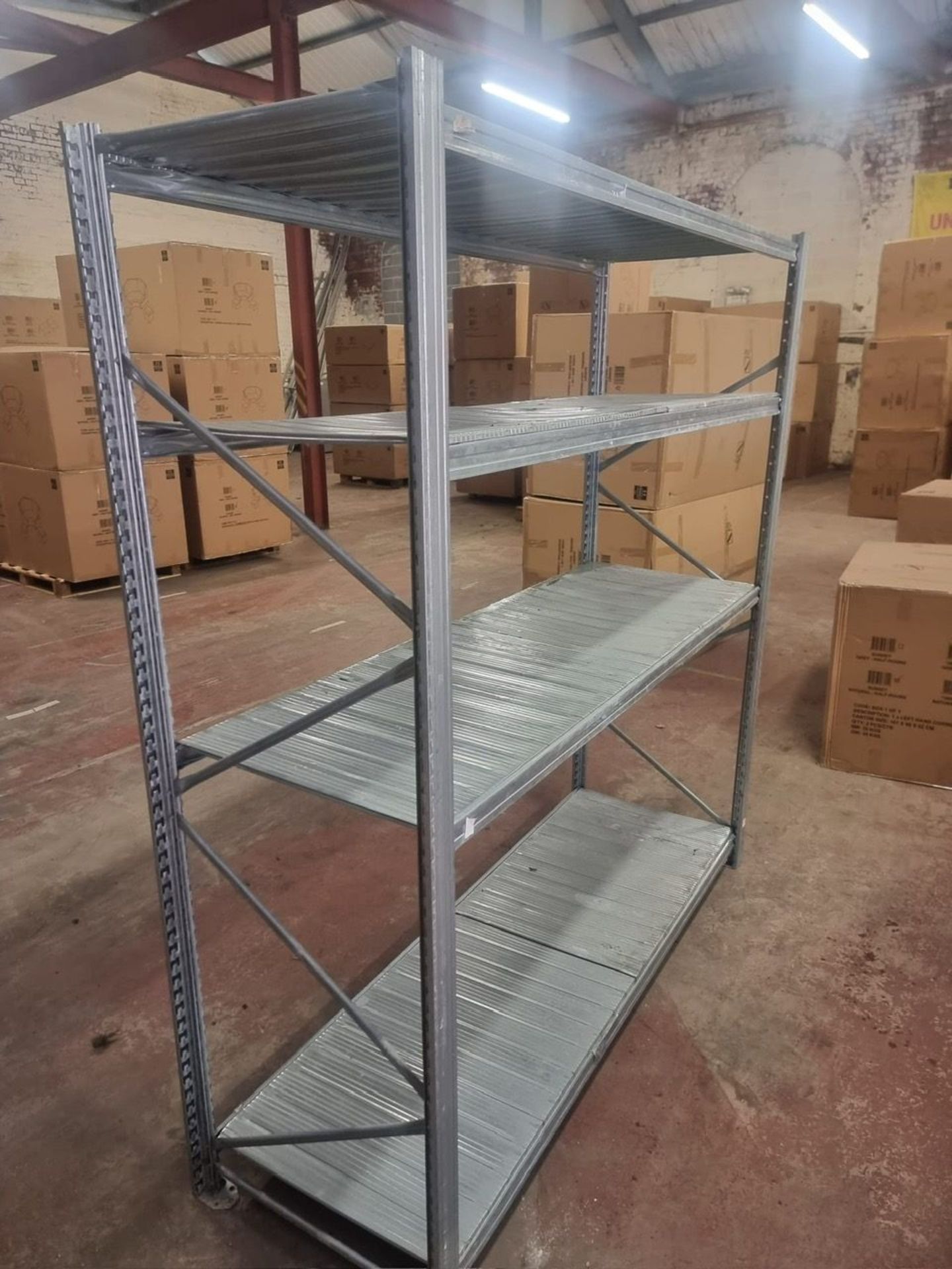 10 BAYS OF HEAVY DUTY GALVANISED RACKING. EACH BAY MEASURES 187CM (LONG) x 200CM (HIGH) x 60CM (