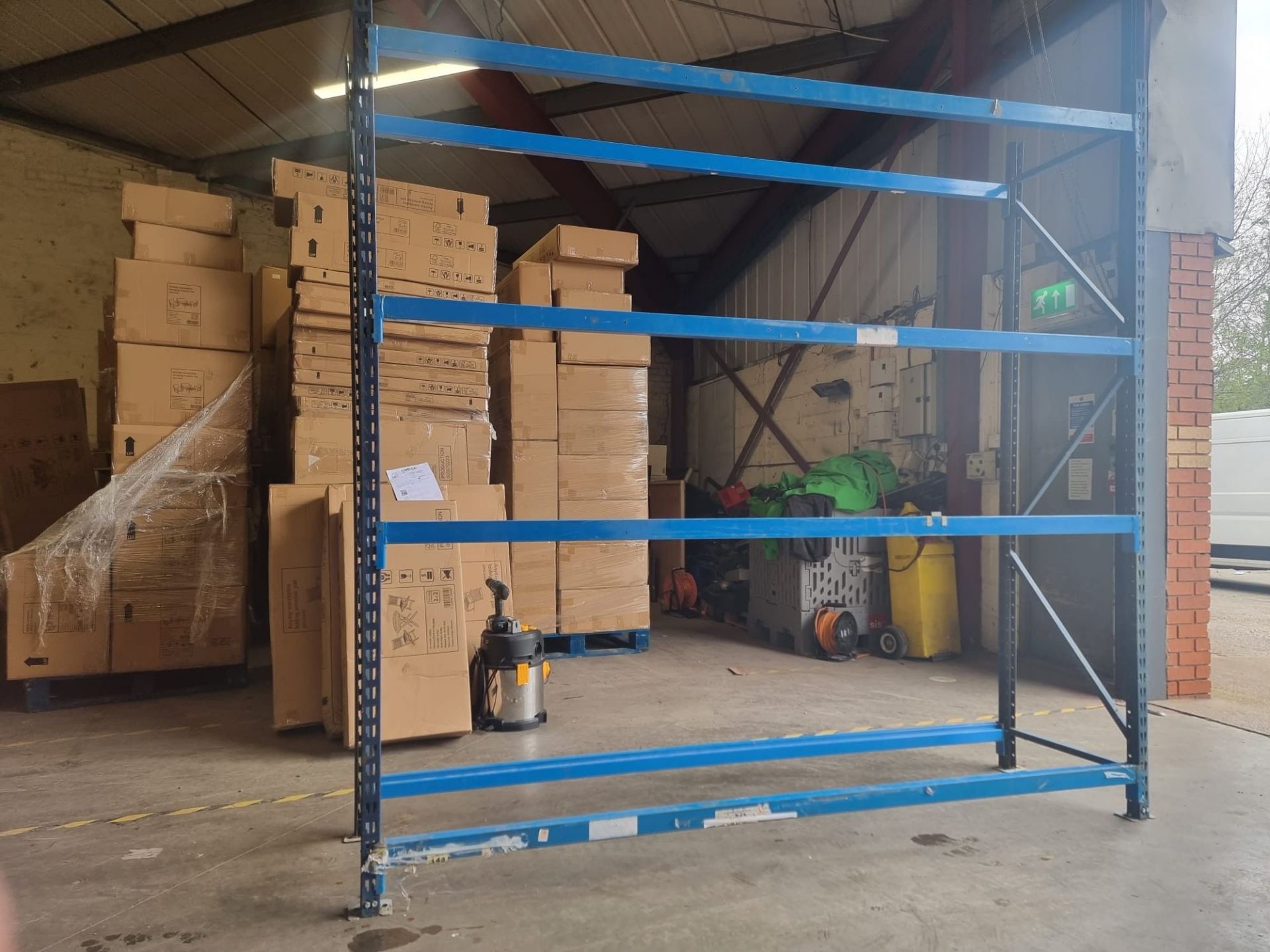 5 BAYS OF HEAVY DUTY RACKING (BLUE). EACH BAY MEASURES 245CM (LONG) X 250CM (HIGH) X 60CM (DEEP).