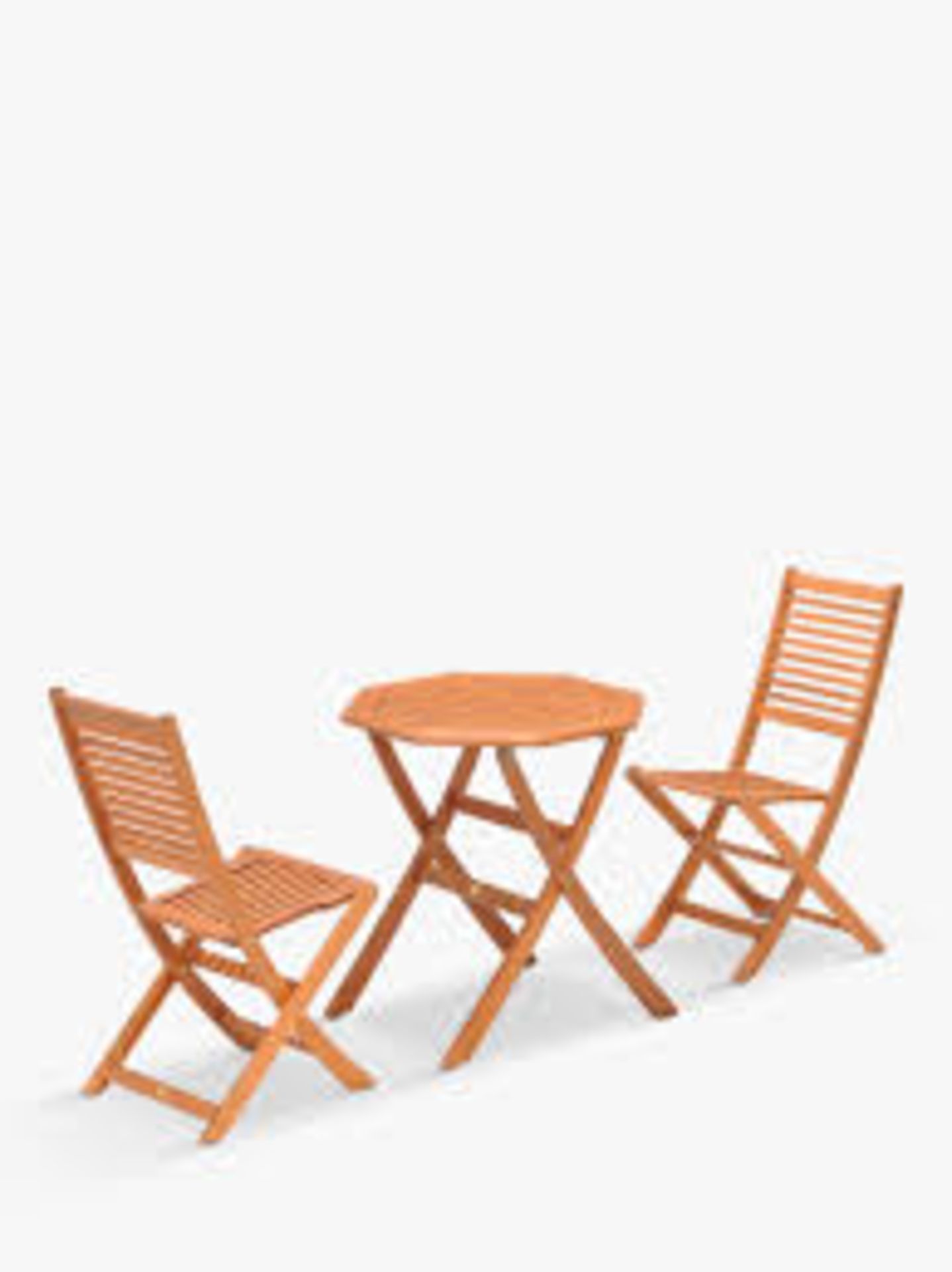 BRAND NEW John Lewis & Partners Venice 2-Seat Folding Garden Bistro Set, FSC-Certified (Eucalyptus - Image 4 of 4