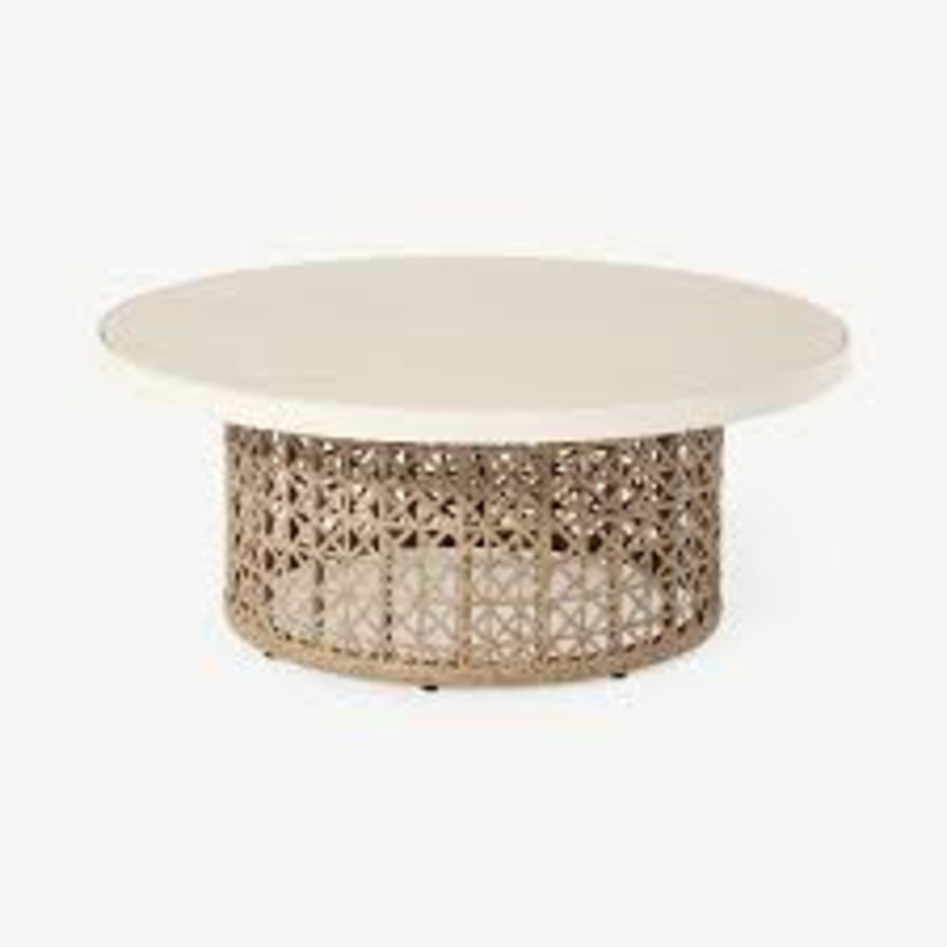BRAND NEW Made.com Rhonda Round Coffee Table - Natural Stone + Polyweave. RRP £350.00. - Image 2 of 2