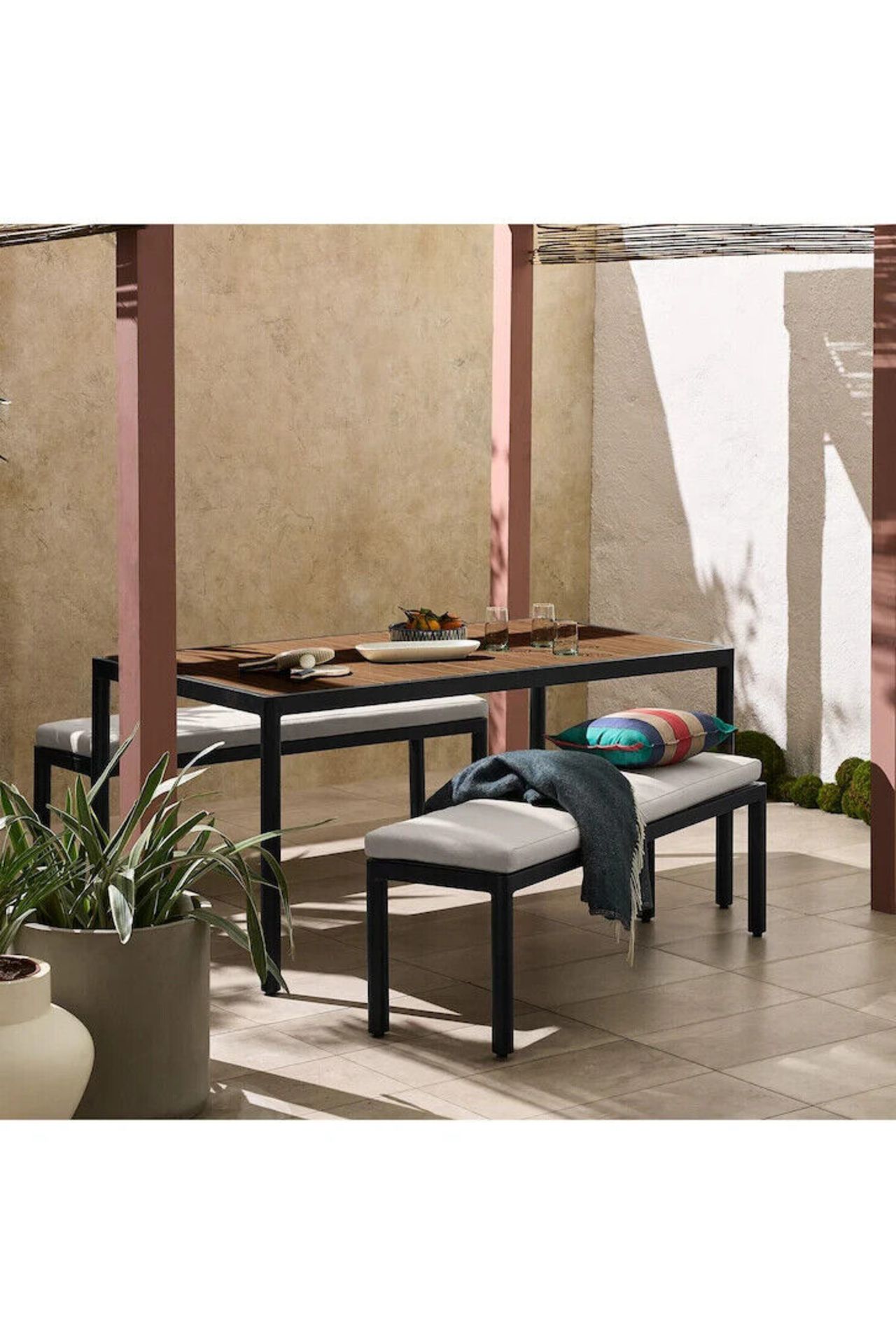 BRAND NEW Made.com Sassari Garden 2 x Bench Dining Set. RRP £799.00. Aluminium Frame + PS Wood + - Image 3 of 3