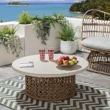 BRAND NEW Made.com Rhonda Round Coffee Table - Natural Stone + Polyweave. RRP £350.00.