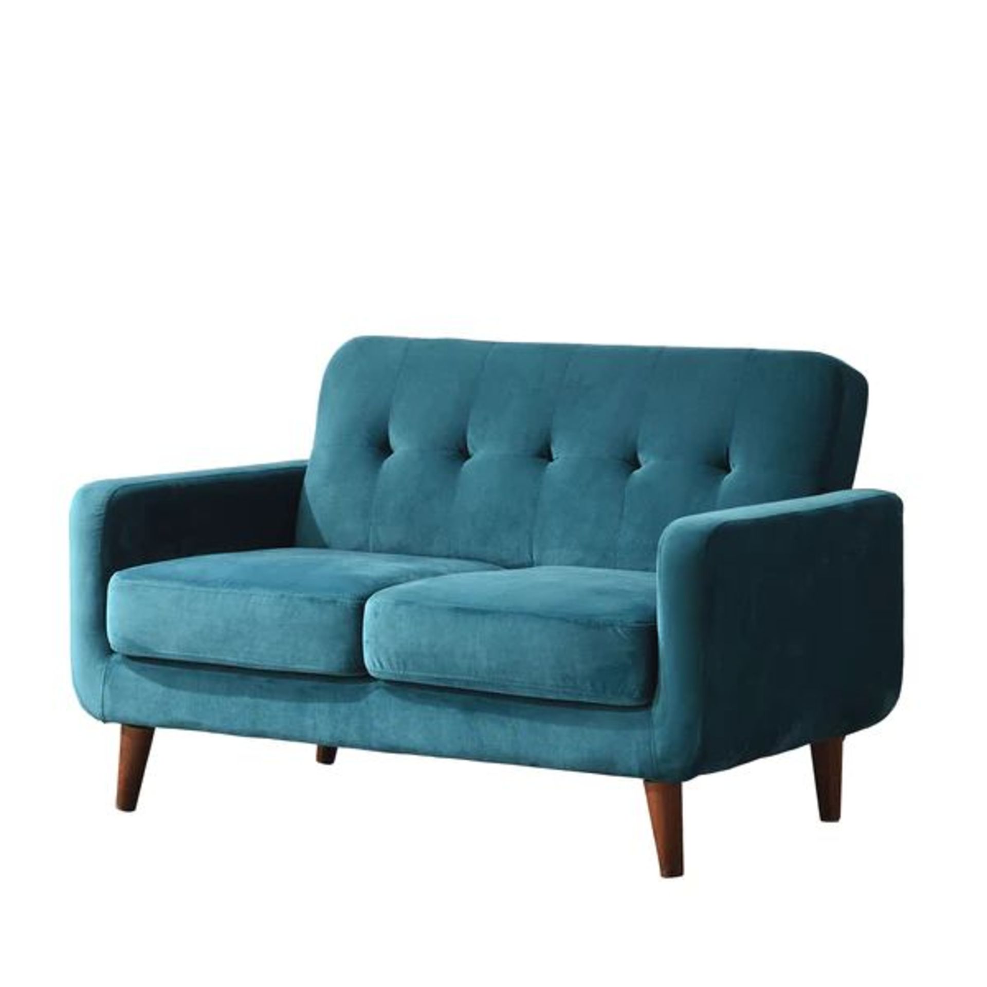 Clarence 2 Seater Sofa in Teal Blue Velvet. - RRP £459.99. R14. Upholstered with soft velvet - Bild 2 aus 2