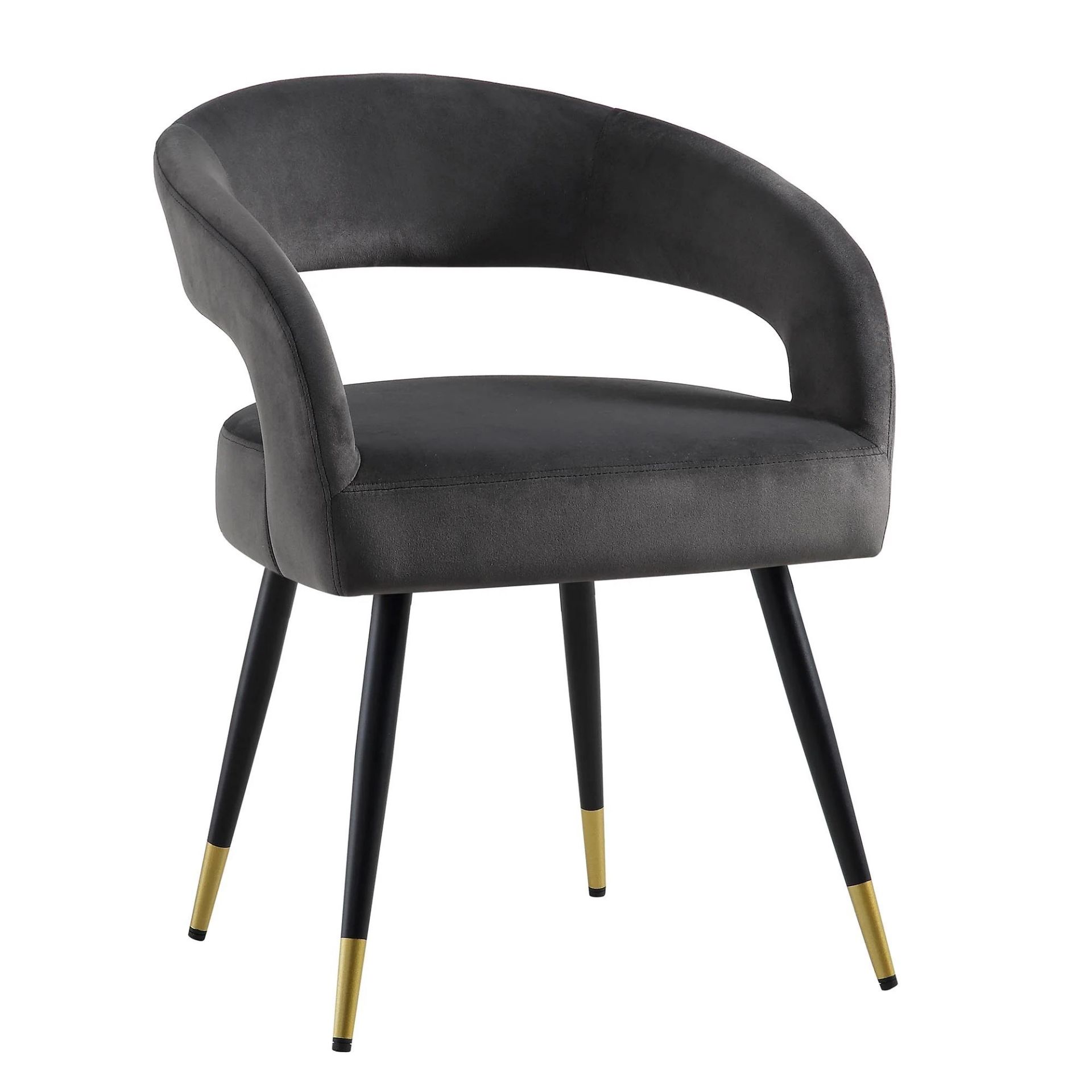 Laurel Wave Charcoal Velvet Set of 2 Dining Chairs. -R14. RRP £259.99. The curved cut out backrest - Image 2 of 2