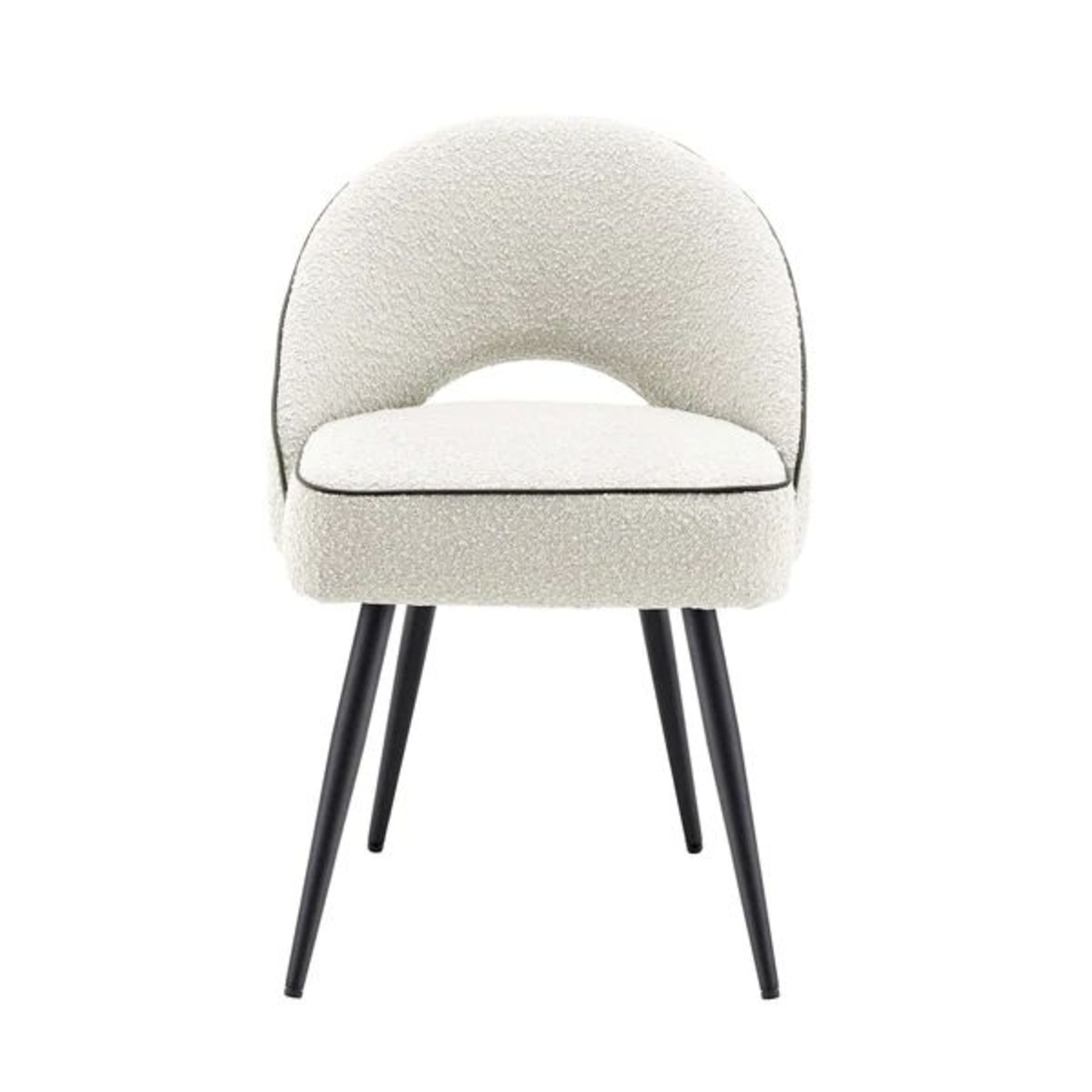 Oakley Set of 2 White Boucle Upholstered Dining Chairs with Piping. - R14. RRP £269.99. Our - Image 2 of 2