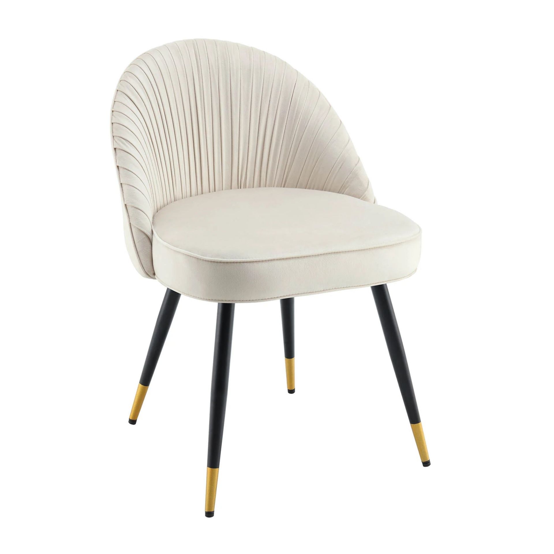 Miyae Set of 2 Pleated Champange Velvet Upholstered Dining Chairs. - R14. RRP £269.99. Velvet-smooth - Bild 2 aus 2