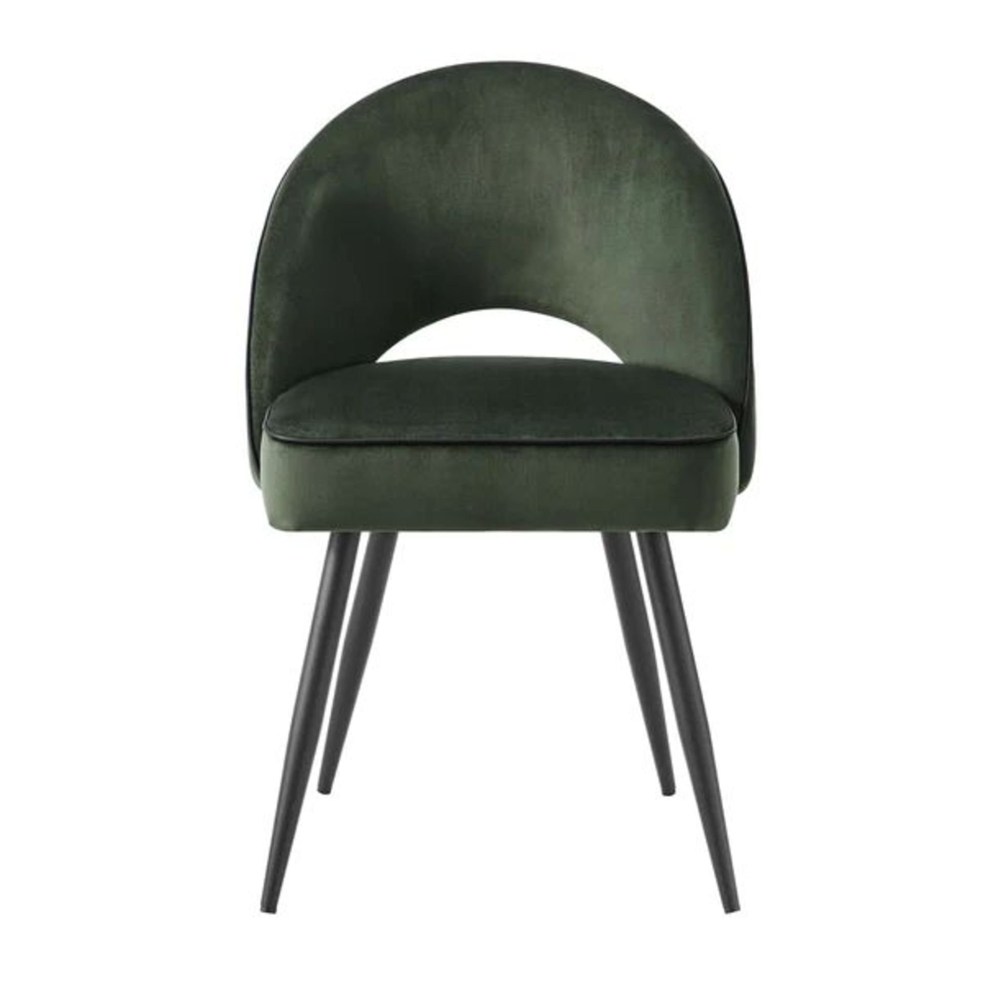 Oakley Set of 2 Dark Green Velvet Upholstered Dining Chairs with Contrast Piping. - R14. RRP £259. - Image 2 of 2