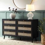 Frances Woven Rattan Chest of 6 Drawers, Black. - R14. RRP £299.99. Ensure your storage is stylish