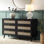 Frances Woven Rattan Chest of 6 Drawers, Black. - R14. RRP £299.99. Ensure your storage is stylish