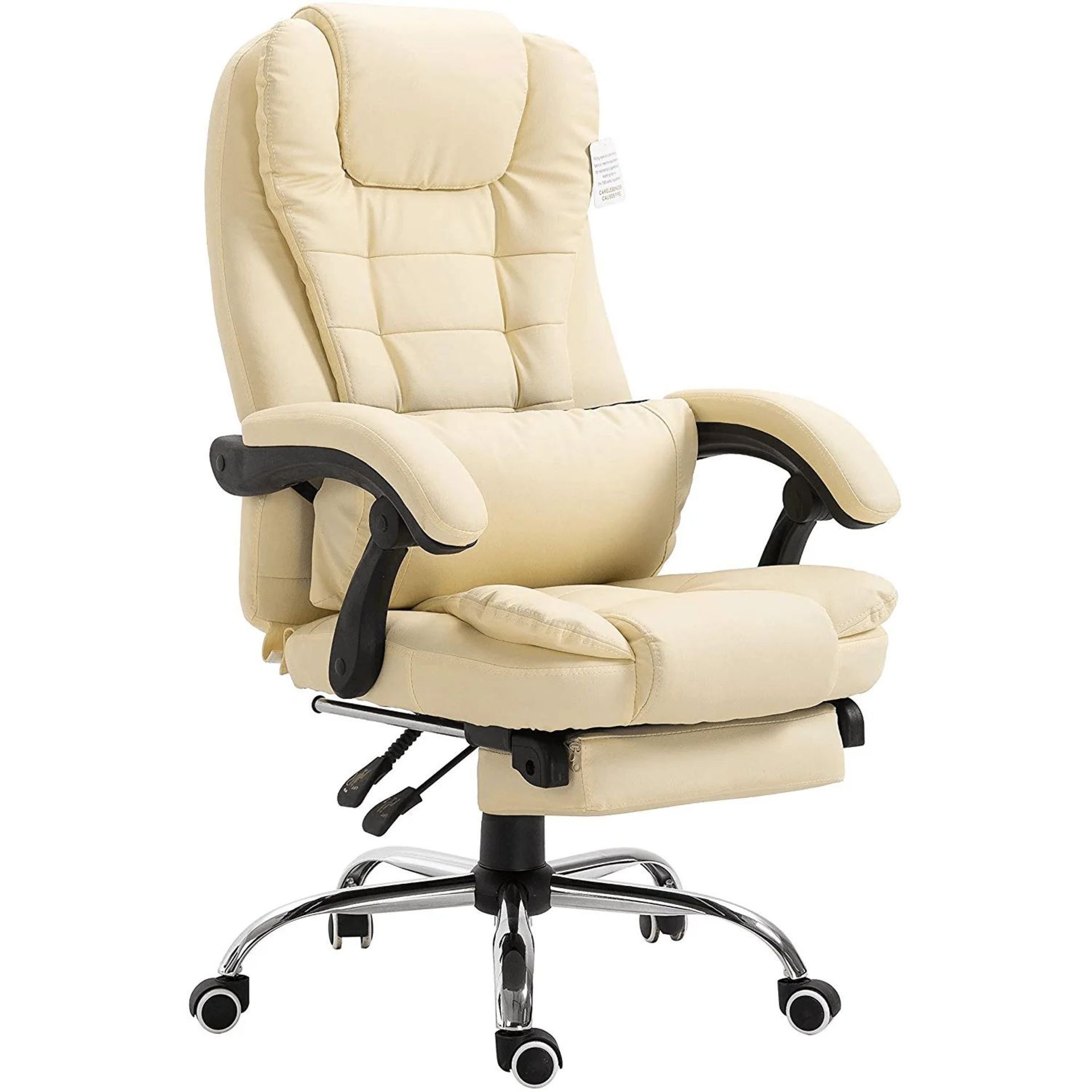 Executive Reclining Computer Desk Chair with Footrest, Headrest and Lumbar Cushion Support