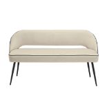 Oakley Champagne Velvet Upholstered 3 Seater Dining Bench with Contrast Piping. - R14. RRP £299.