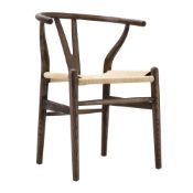 Hansel Wooden Natural Weave Wishbone Dining Chair, Dark Walnut Colour Frame. - R14. RRP £199.99. *