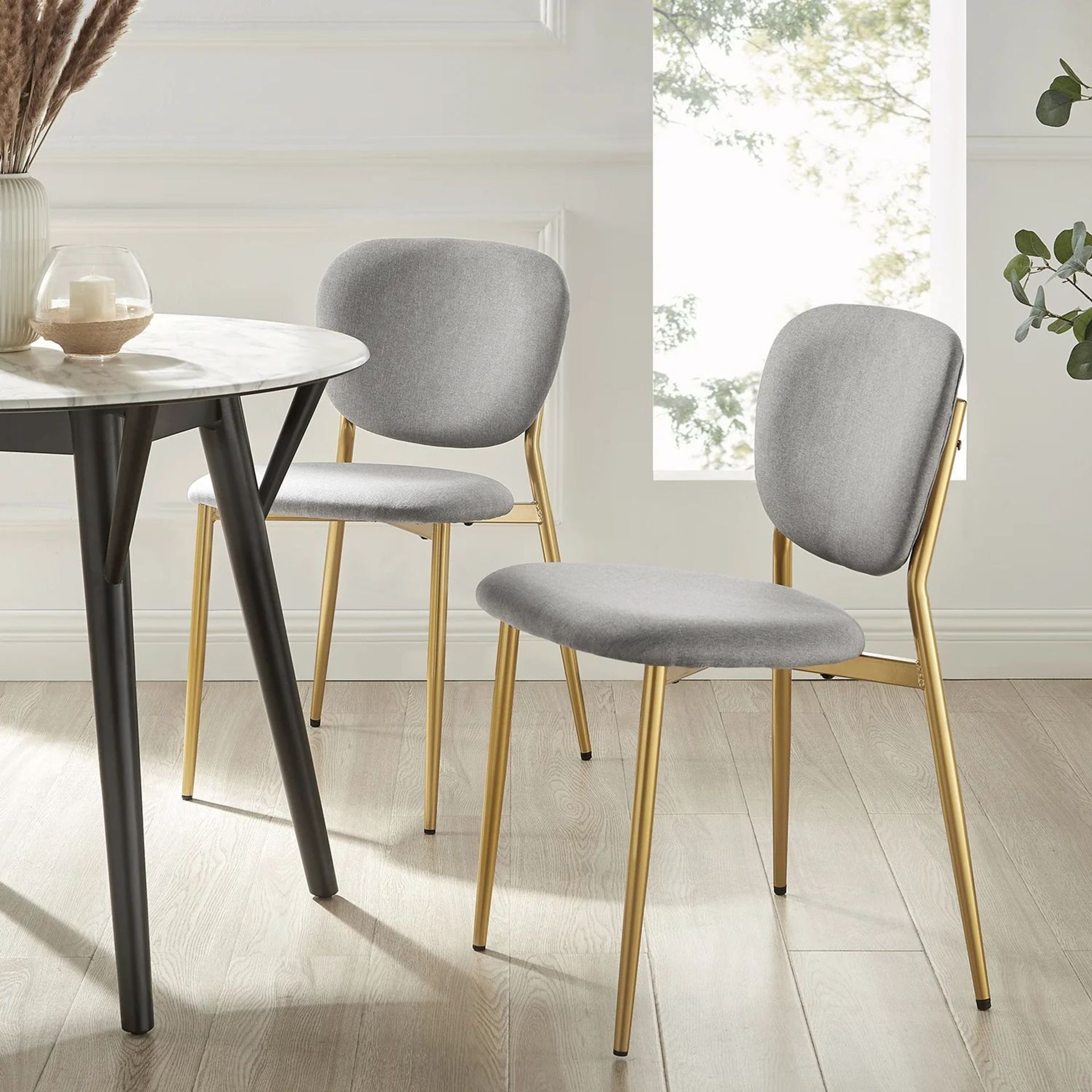 Kelmarsh Set of 2 Light Grey Fabric Upholstered Dining Chairs. - R14. RRP £219.00. Our Kelmarsh