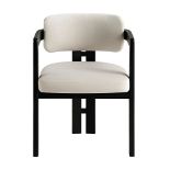 Stanford Curved Oak Frame Upholstered Chair, Champagne Velvet Black Frame. - R14. RRP £219.99.