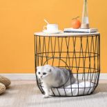 Mau Side Table/Indoor Cat House with Cushion (Black). - R14. A cute cohabiting furniture piece for