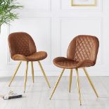 Set of 2 Cosford Diamond Stitch Dining Chairs. - R14. RRP £239.99. Crafted with durable metal