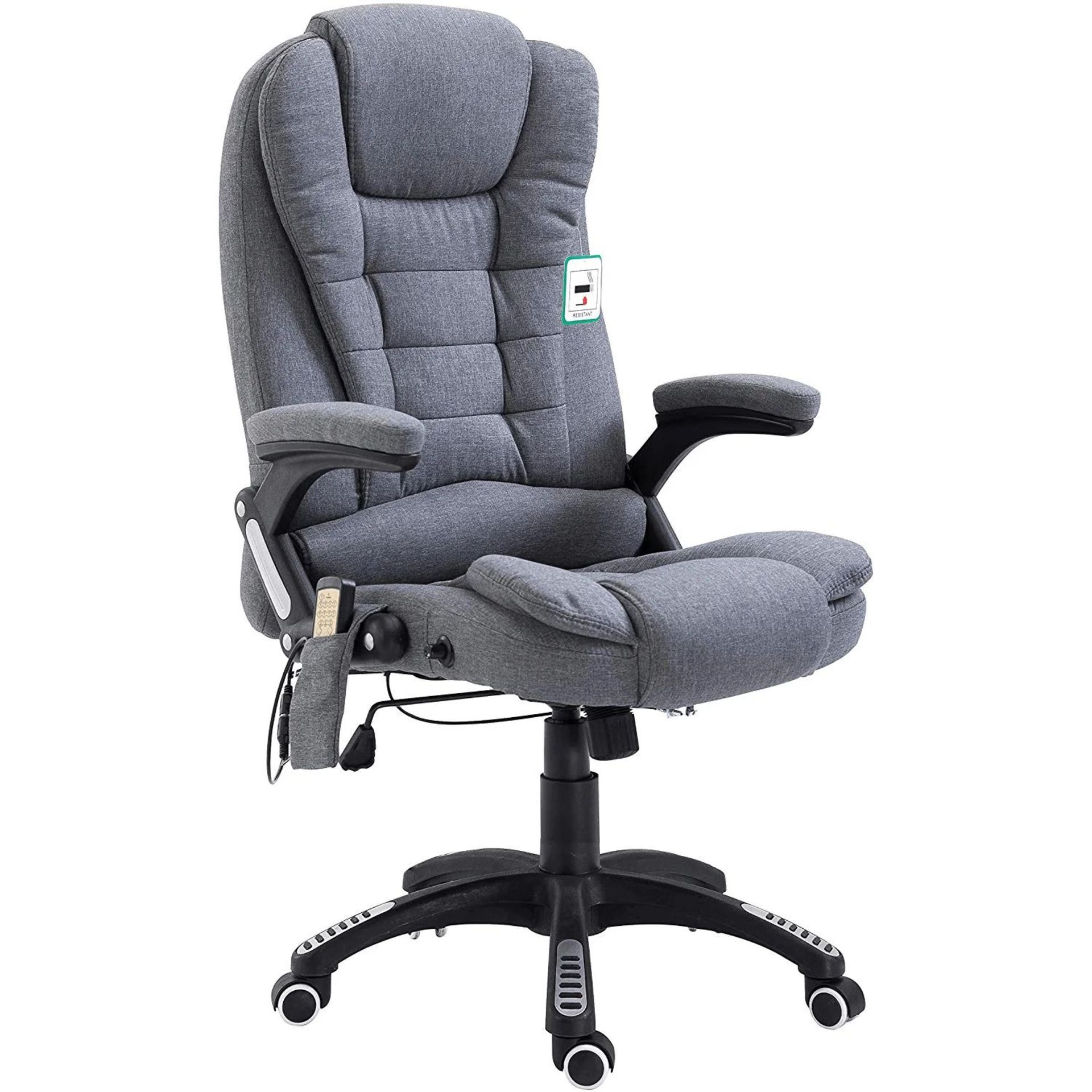 Executive Recline Padded Swivel Office Chair with Vibrating Massage Function, MM17 Grey Fabric. -