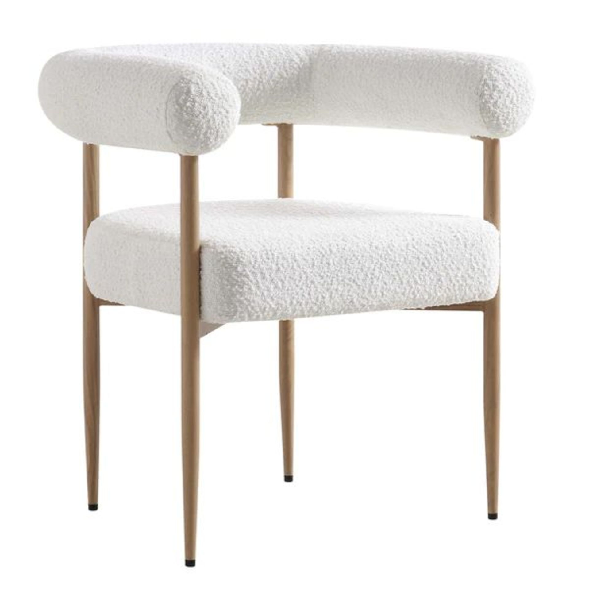 Fulbourn White Boucle Dining Chair with Natural Wood Effect Legs. - R14. RRP £209.99. Well-cushioned - Image 2 of 2