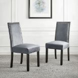 Maidwell Set of 2 Grey Velvet Dining Chairs. - R14. RRP £199.99. With a sleek sihoutte, our Maidwell