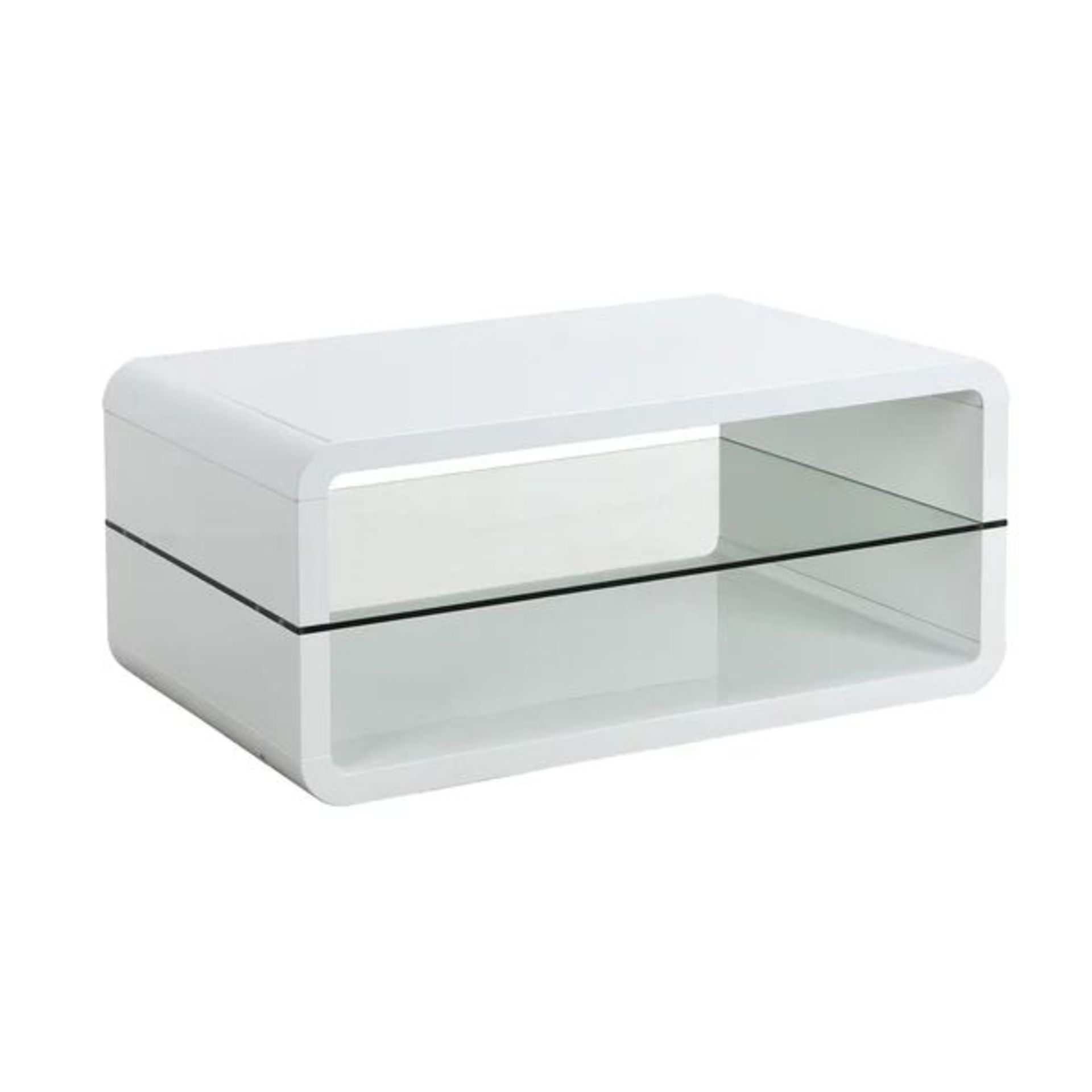 Lucent White High Gloss and Glass Shelf Coffee Table. - R14. RRP £219.99. Our Lucent coffee table - Image 2 of 2