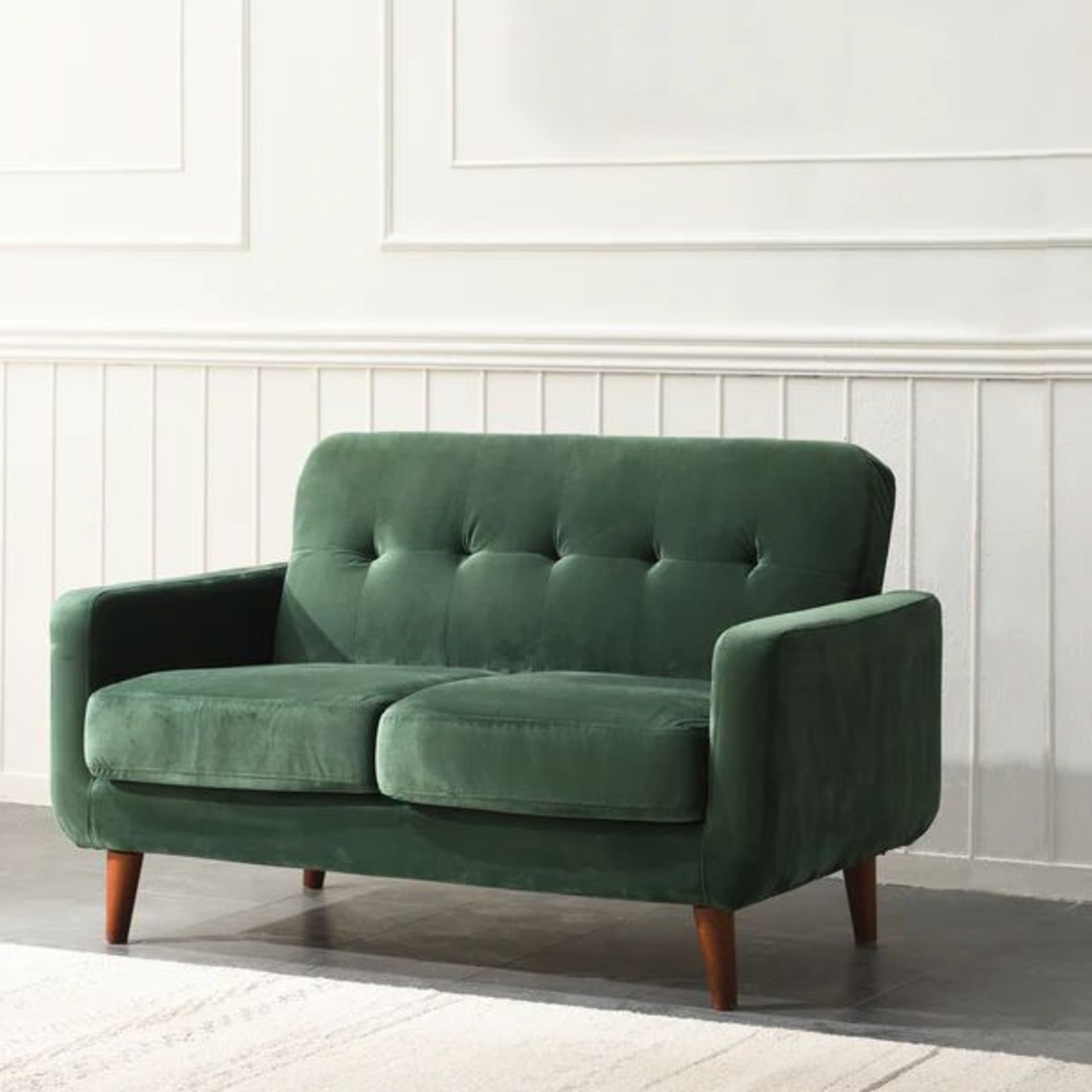 Clarence 2 Seater Sofa in Green Velvet. - R14. RRP £459.99. Upholstered with soft velvet effect - Image 2 of 2