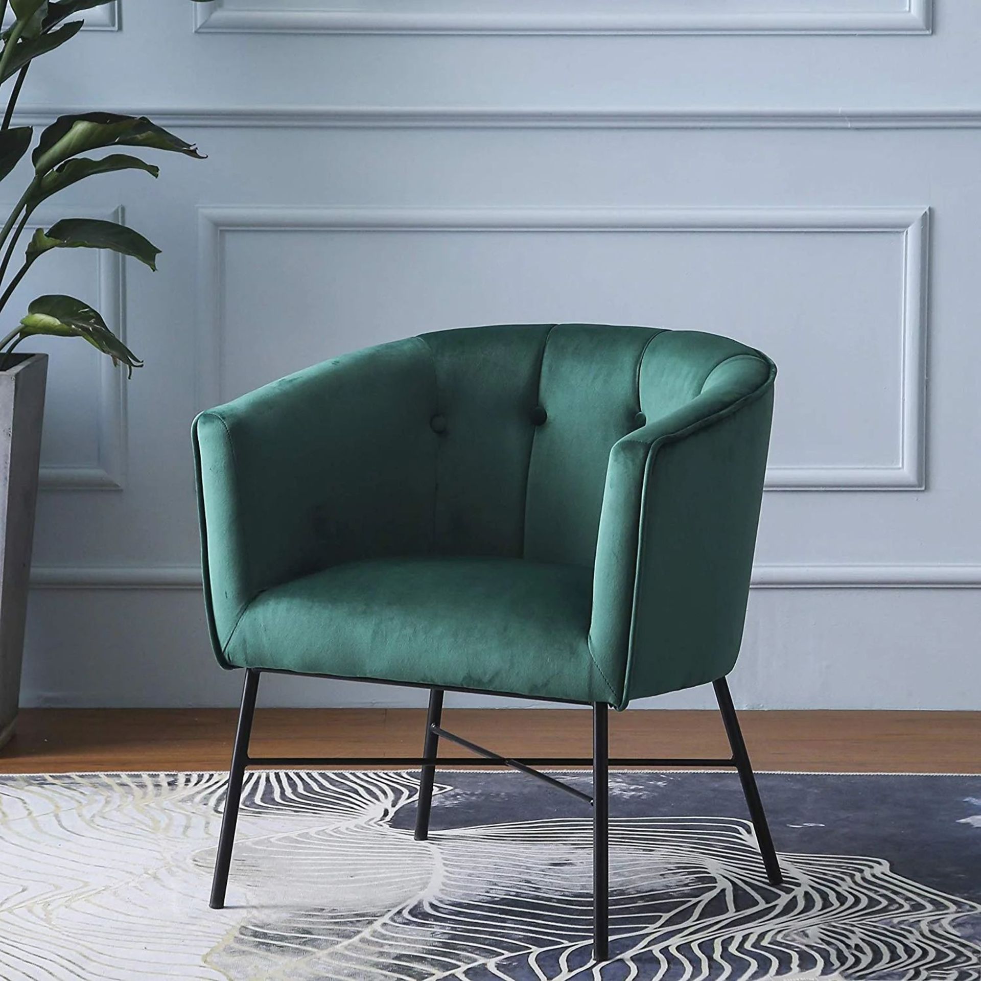 Aurelie Tub Chair in Emerald Green Velvet. - R14. RRP £239.99. With buttoned backrest and body