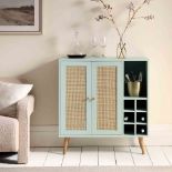 Frances Woven Rattan Drinks Cabinet, Mint. - R14. RRP £199.99. Crafted from natural rattan and wood,