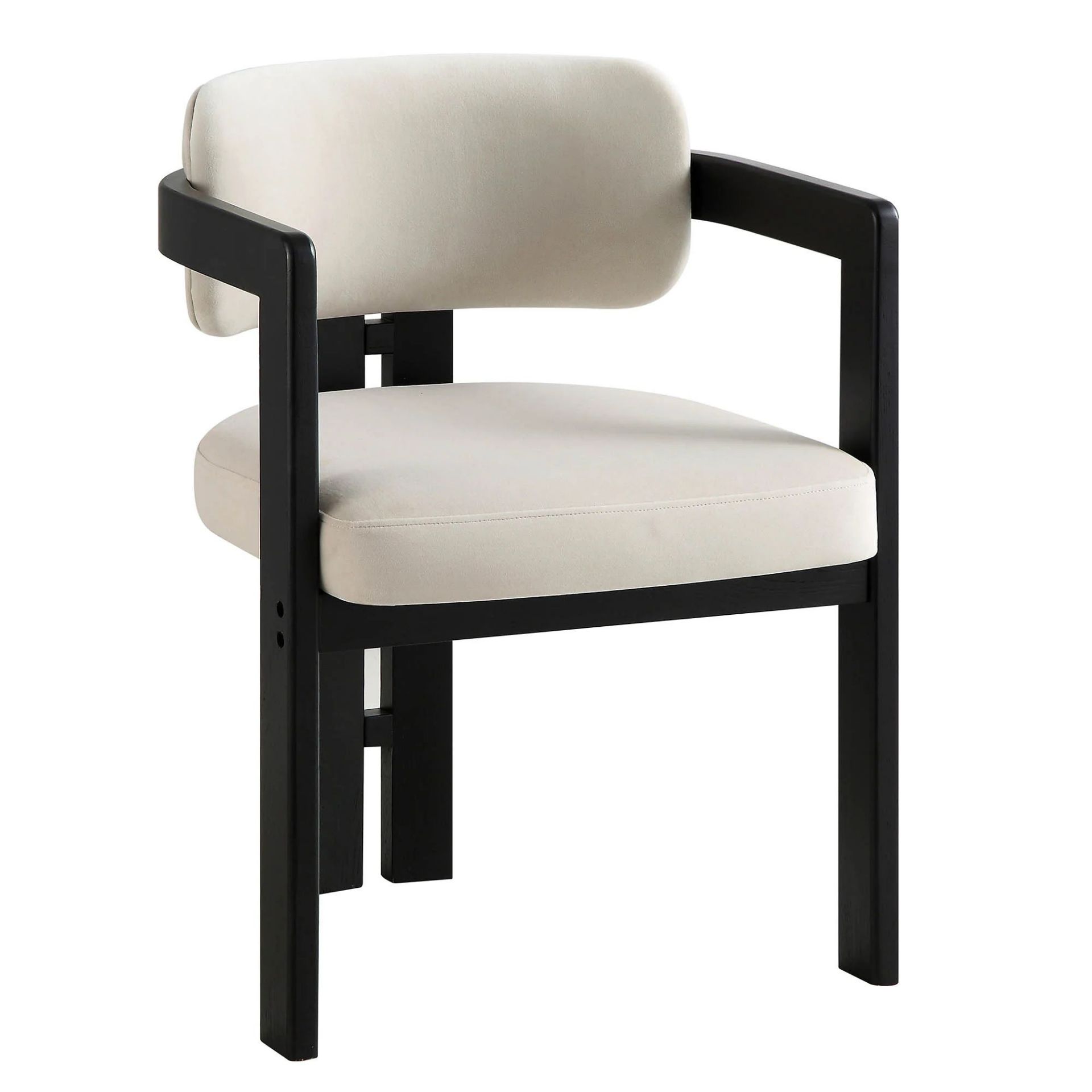 Stanford Curved Oak Frame Upholstered Chair, Champagne Velvet Black Frame. - R14. RRP £219.99. - Image 2 of 2